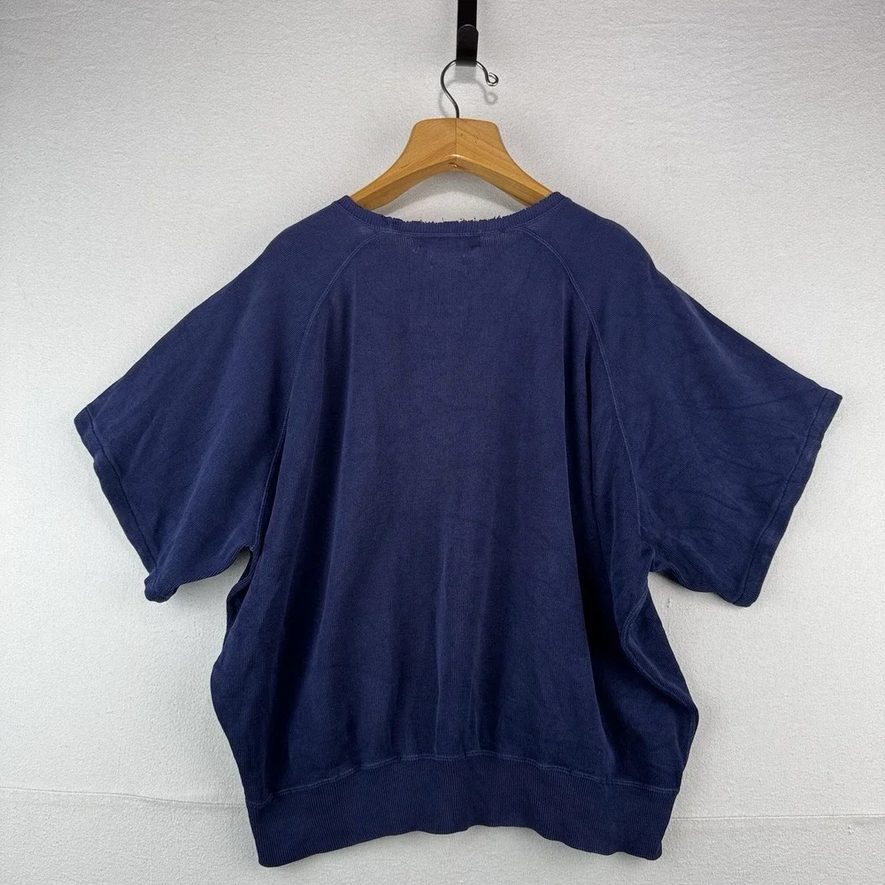 90's‎ Vtg Polo Ralph Lauren Raglan Short Sleeve Sweatshirt Blue XL *Distressed